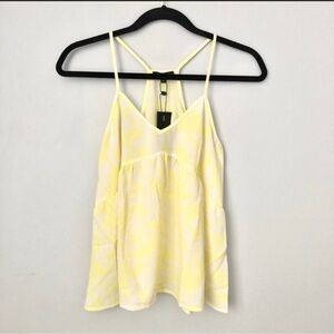 NWT Pastel yellow floral racerback babydoll tank